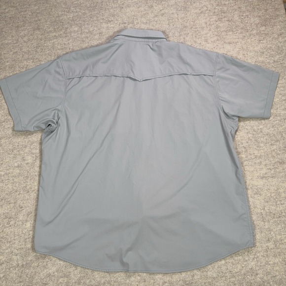Poncho Shirt Mens 2XL Gray Peal Snap Pockets Vented Button Up Lightweight Fish - Picture 8 of 11